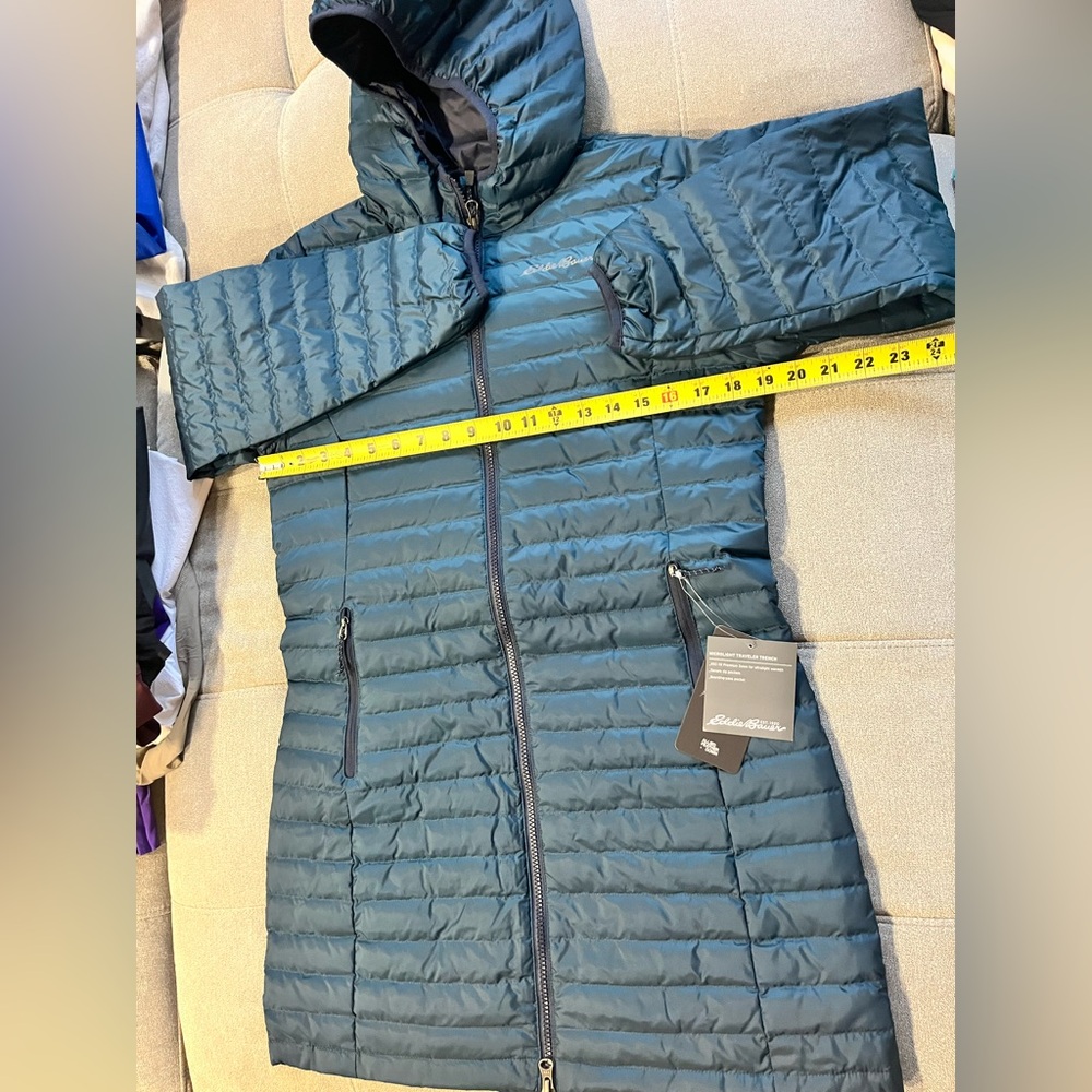 NWT $180 Eddie Bauer Microlight Traveler 650 Fill Down Parka Peacock Small - Picture 4 of 9